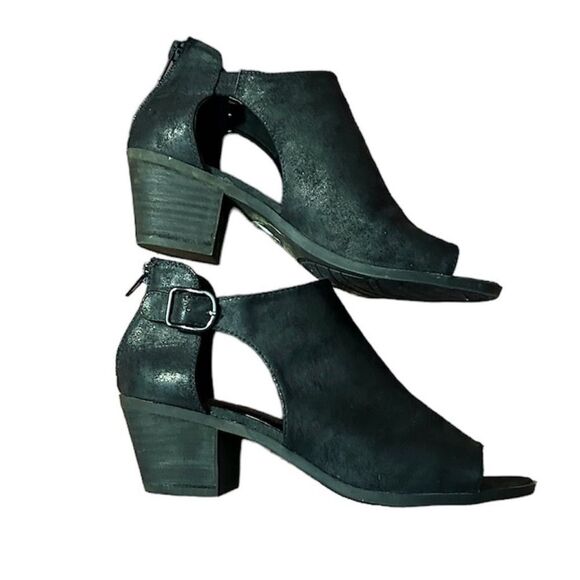 Carlos by Carlos Santana Della Gray Open Toe Silver Buckle Ankle Bootie Size 6.5 - Picture 3 of 9